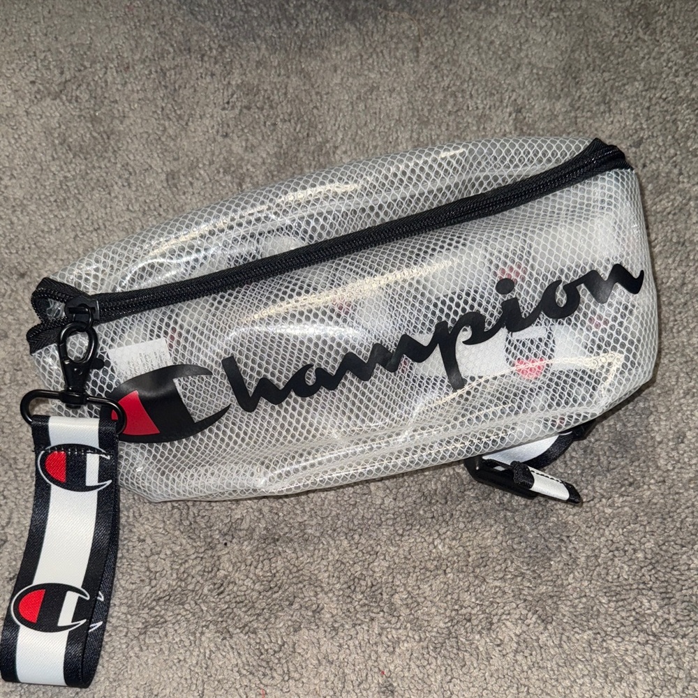 Champion Transparent Mesh Belt Bag - Black and White